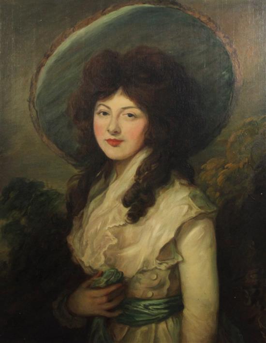 After Gainsborough Portrait of Catherine Elizabeth Brockman, 30 x 25in.